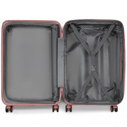 Kono 28" Sleek Striped Check-In Suitcase - Durable ABS+PC Luggage with Spinner Wheels & TSA Lock - Nude - BEYRUN