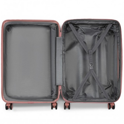 Kono 28" Sleek Striped Check-In Suitcase - Durable ABS+PC Luggage with Spinner Wheels & TSA Lock - Nude - BEYRUN