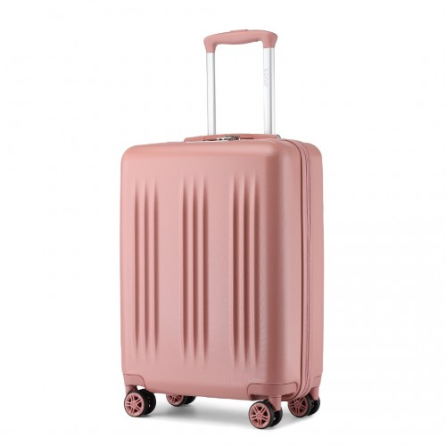 Kono 20 Inch Sleek Striped Carry-On Suitcase | Durable ABS+PC Luggage with Spinner Wheels & TSA Lock in Nude - Ideal for Travel - BEYRUN