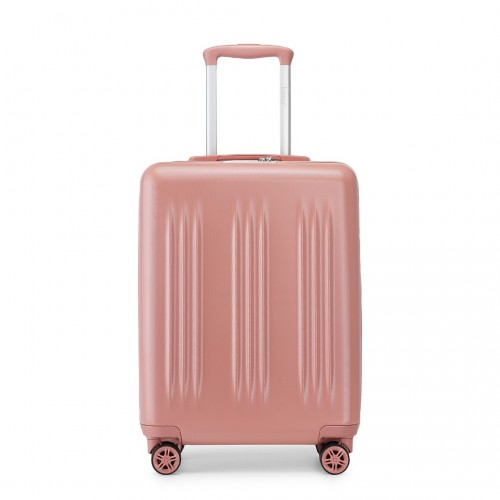 Kono 20 Inch Sleek Striped Carry-On Suitcase | Durable ABS+PC Luggage with Spinner Wheels & TSA Lock in Nude - Ideal for Travel - BEYRUN