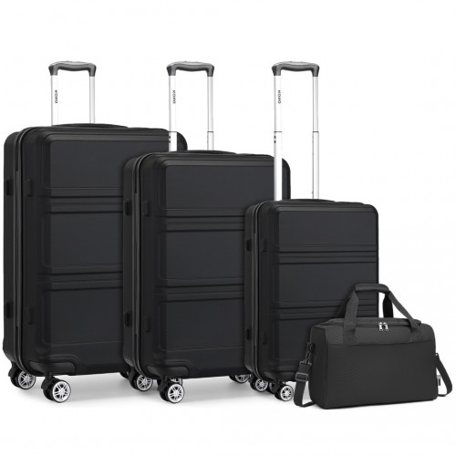 KONO 20-24-28 Inch Hard Shell Suitcase Set with TSA Lock & Travel Bag - Black - Durable & Lightweight - BEYRUN