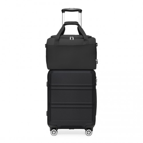 KONO 28” Hard Shell PP Suitcase Set with E2016S Travel Bag - Durable, Stylish, Convenient - Black - BEYRUN