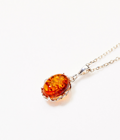 Demi Amber Drop Pendant - Elegant Baltic Amber Necklace - BEYRUN