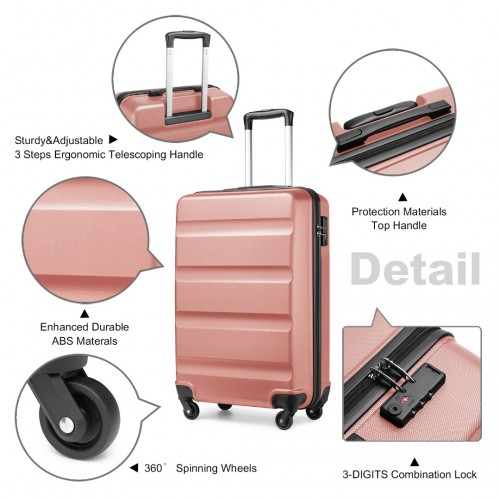 Kono 19 Inch Carry On Suitcase - Lightweight ABS Hardshell with TSA Lock - Nude - BEYRUN