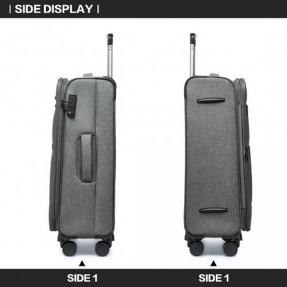 British Traveller 28" Lightweight Expandable Soft Shell Suitcase with TSA Lock - Grey - BEYRUN