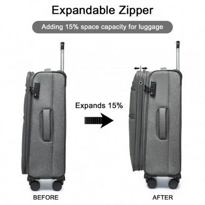 British Traveller 28" Lightweight Expandable Soft Shell Suitcase with TSA Lock - Grey - BEYRUN