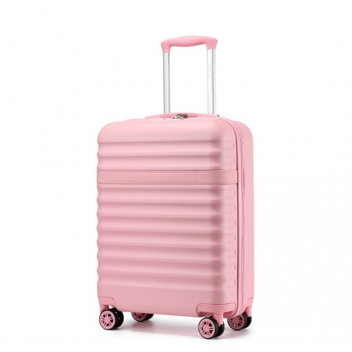 Kono 20 Inch Lightweight Hard Shell Cabin Carry-On Suitcase with TSA Lock - Stylish Pink Luggage - BEYRUN