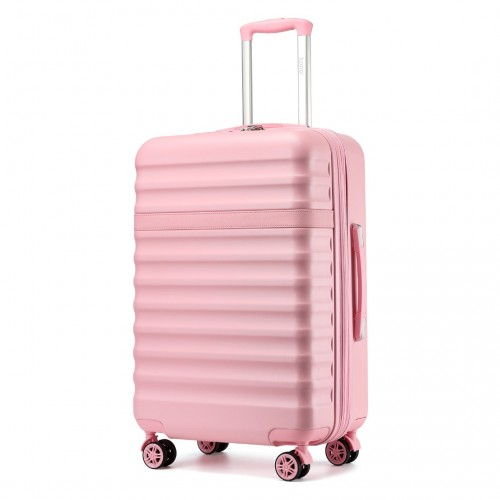 Kono 28 Inch Expandable Lightweight Hard Shell Check-In Suitcase with TSA Lock - Pink | Durable Travel Luggage - BEYRUN