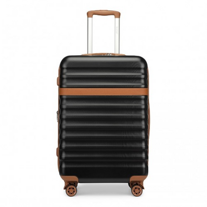 Kono 24 Inch Expandable Lightweight Hard Shell Check-In Suitcase with TSA Lock - Black/Brown - BEYRUN