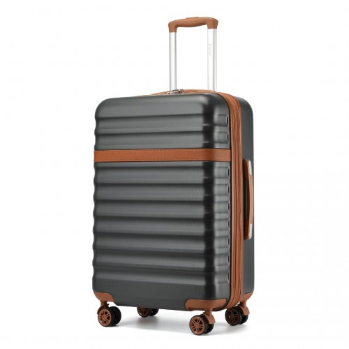 Kono 28" Expandable Lightweight Hard Shell Suitcase with TSA Lock - Grey & Brown - BEYRUN