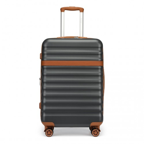 Kono 28" Expandable Lightweight Hard Shell Suitcase with TSA Lock - Grey & Brown - BEYRUN