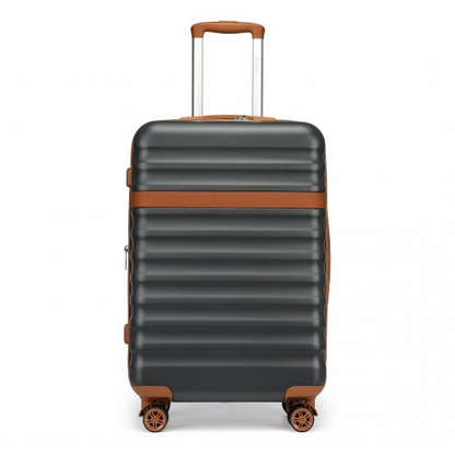 Kono 28" Expandable Lightweight Hard Shell Suitcase with TSA Lock - Grey & Brown - BEYRUN