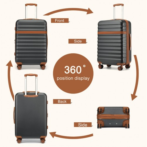 Kono 28" Expandable Lightweight Hard Shell Suitcase with TSA Lock - Grey & Brown - BEYRUN