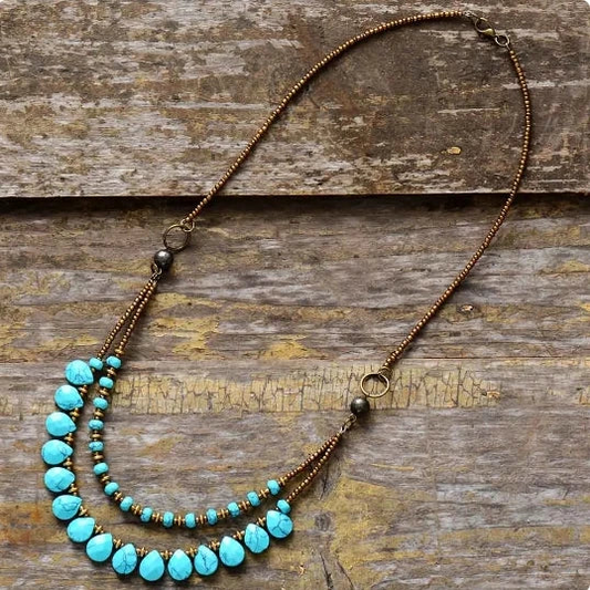 Elegant Handmade Turquoise Choker Necklace | Bohemian Ethnic Style - BEYRUN