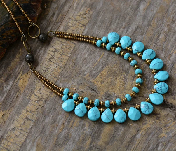 Elegant Handmade Turquoise Choker Necklace | Bohemian Ethnic Style - BEYRUN