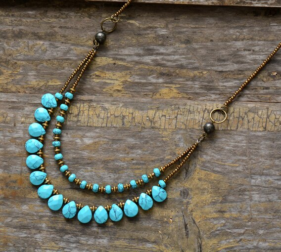 Elegant Handmade Turquoise Choker Necklace | Bohemian Ethnic Style - BEYRUN