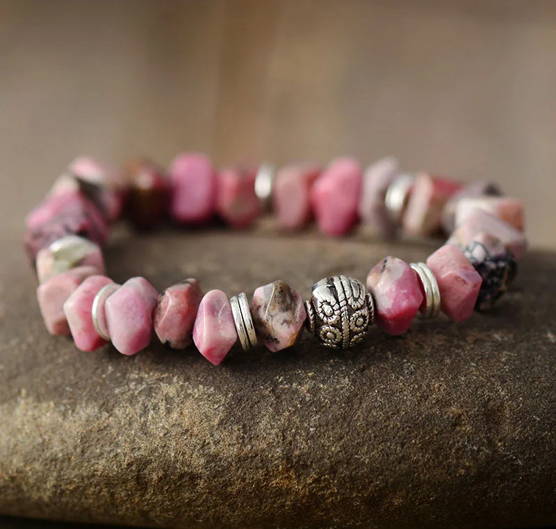 Tree of Life Rhodonite Stretch Bracelet - Handmade, Vegan & Cruelty-Free - BEYRUN