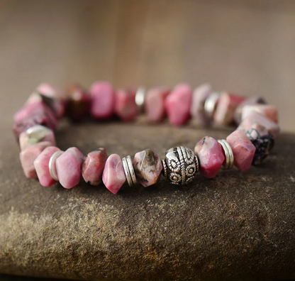 Tree of Life Rhodonite Stretch Bracelet - Handmade, Vegan & Cruelty-Free - BEYRUN