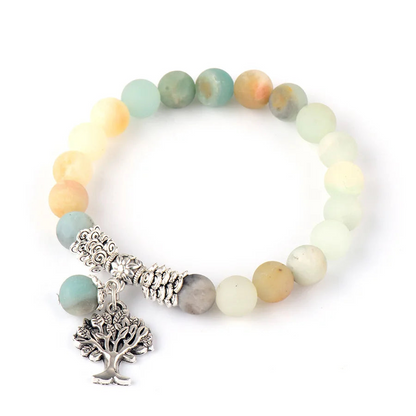 Tree of Life Amazonite Charm Bracelet – Handcrafted Bohemian Unisex Jewelry - BEYRUN