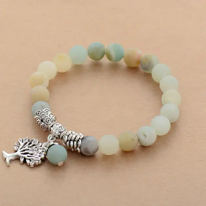 Tree of Life Amazonite Charm Bracelet – Handcrafted Bohemian Unisex Jewelry - BEYRUN