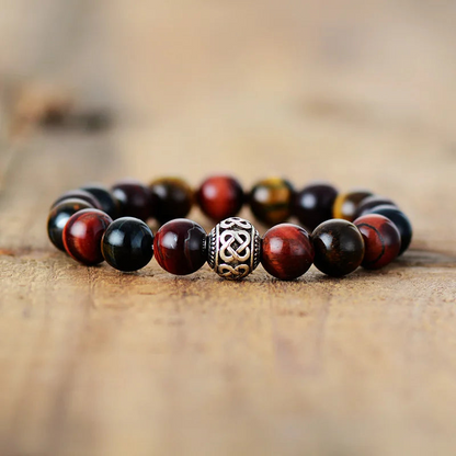 Tiger Eye Tibetan Charm Bracelet - Handmade Unisex Bohemian Jewelry - BEYRUN