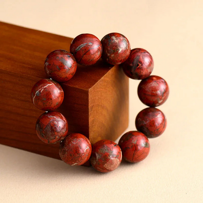 Red Jasper Beaded Bracelet - Handmade, Unisex, Natural Stone Jewelry - BEYRUN