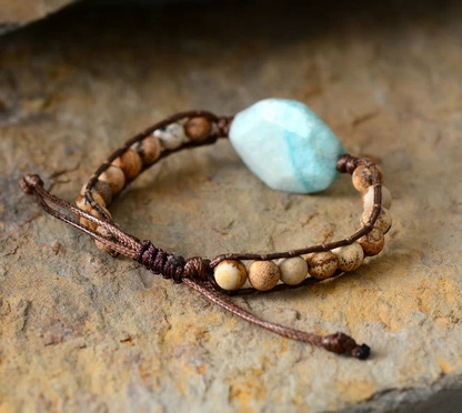 Handmade Amazonite & Jasper Beaded Bracelet | Natural Stone Jewelry | Stress Relief & Healing Properties