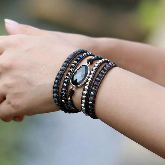 Elegant Black Onyx Bracelet - Bohemian Ethnic Style with Healing Properties