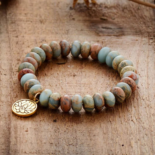 Imperial Jasper Lotus Bracelet | Handmade Unisex Bohemian Bracelet