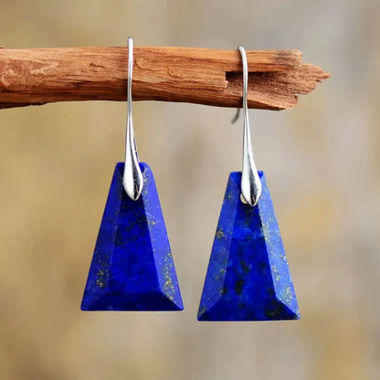 Elegant Lapis Lazuli Trapezoid Drop Earrings | Unique Handcrafted Jewelry