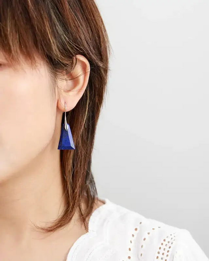 Elegant Lapis Lazuli Trapezoid Drop Earrings | Unique Handcrafted Jewelry