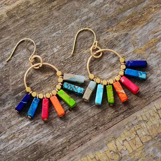 Chakra Earrings - Handmade Natural Stone Bohemian Jewelry