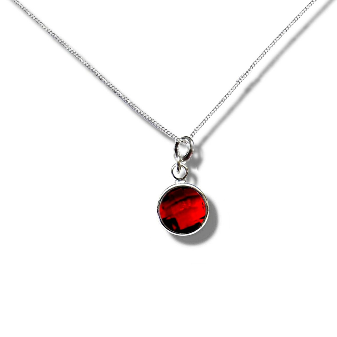 July Birthstone Necklace - bright red