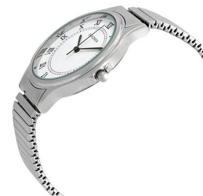 Sekonda Mens Basic White Dial with Silver Metal Expandable Bracelet Watch 3022b