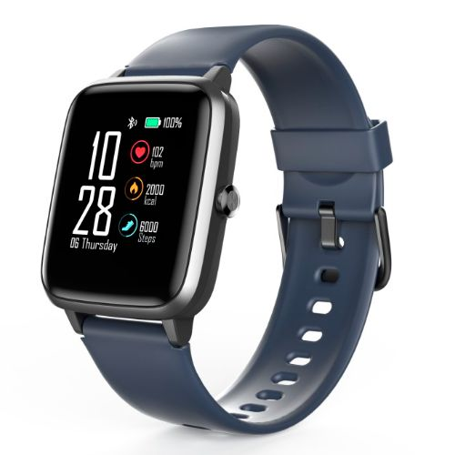 Hama Fit Watch 4900 Fitness Tracker Smart Watch, 1.3" LCD Touch Screen, Waterproof, Dark Blue/Grey