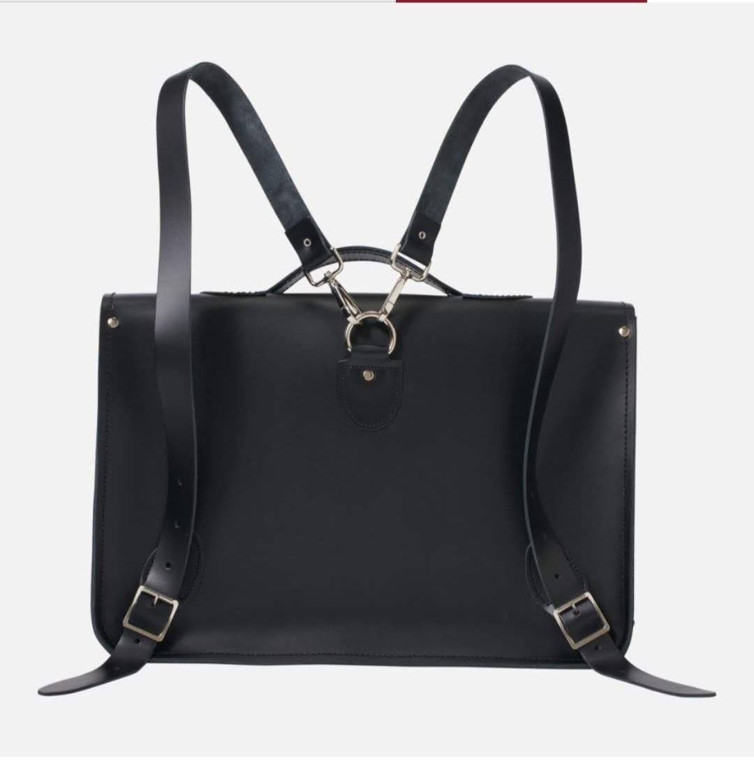 Leather Satchel Backpack - Black - BEYRUN