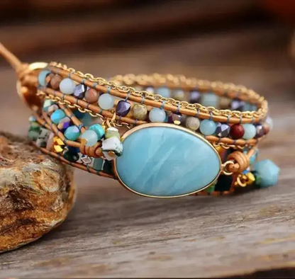 Stunning Amazonite Statement Wrap Bracelet - Perfect Bohemian Accessory