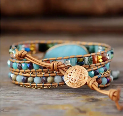 Stunning Amazonite Statement Wrap Bracelet - Perfect Bohemian Accessory