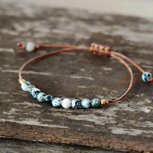 Handcrafted Boho Beaded Bracelet - Artisan Jasper & Agate Stone, Adjustable 6.9 Inch - Colorful Unisex Bohemian Style Jewelry