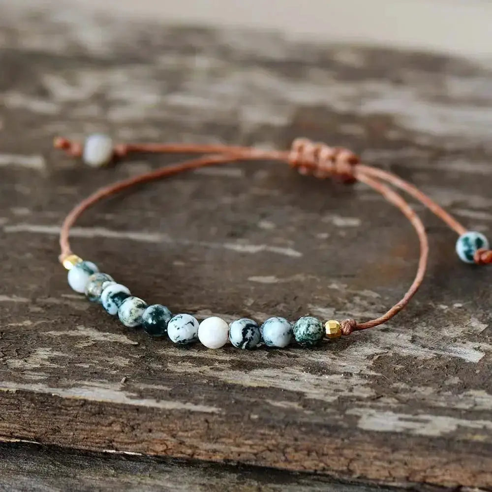 Handcrafted Boho Beaded Bracelet - Artisan Jasper & Agate Stone, Adjustable 6.9 Inch - Colorful Unisex Bohemian Style Jewelry